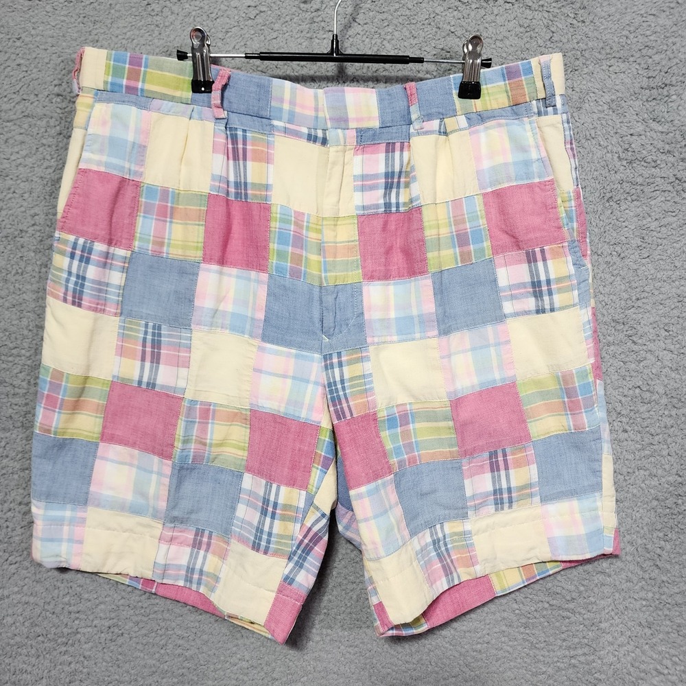 English Sports Shop Mens Shorts Size 38‎ Colorful Plaid Pink Bermuda